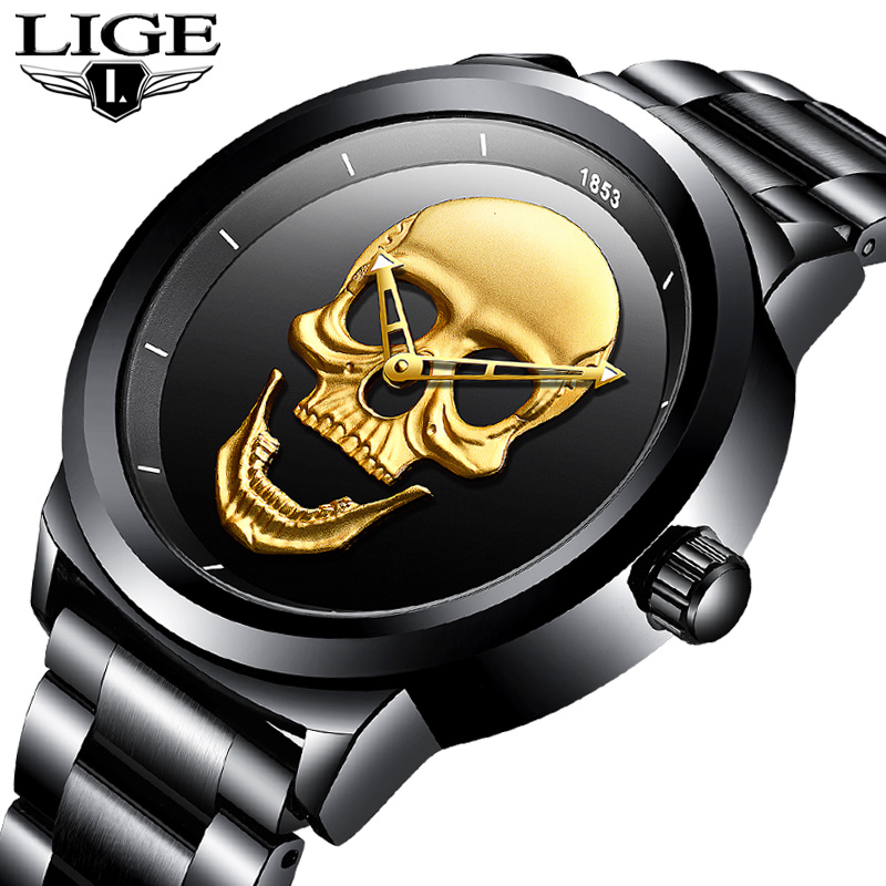 3D Printing Watch - LIGE Skeleto erkekler izle üst marka