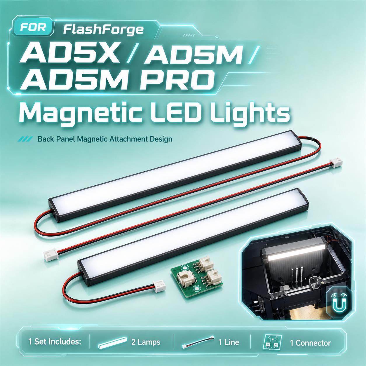 3D Printer Cable Chain - FLASHFORGE Adventurer 5M AD5M Işık Şeridi