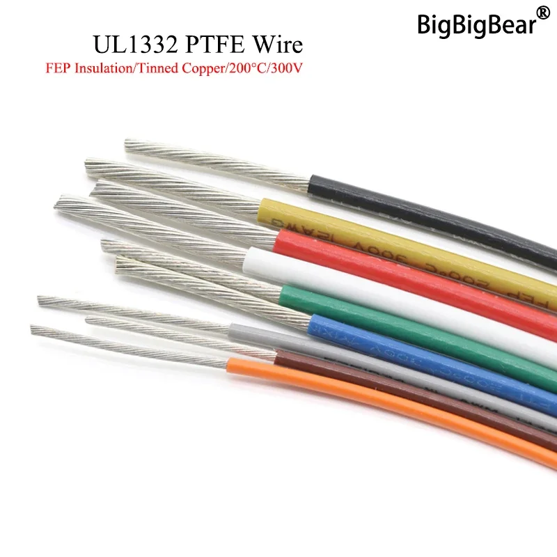 3D Printer Cable Chain - 1M/5M UL1332 PTFE Tel 30/28/26/24/22/20/18/16/14/13/12/10 AWG