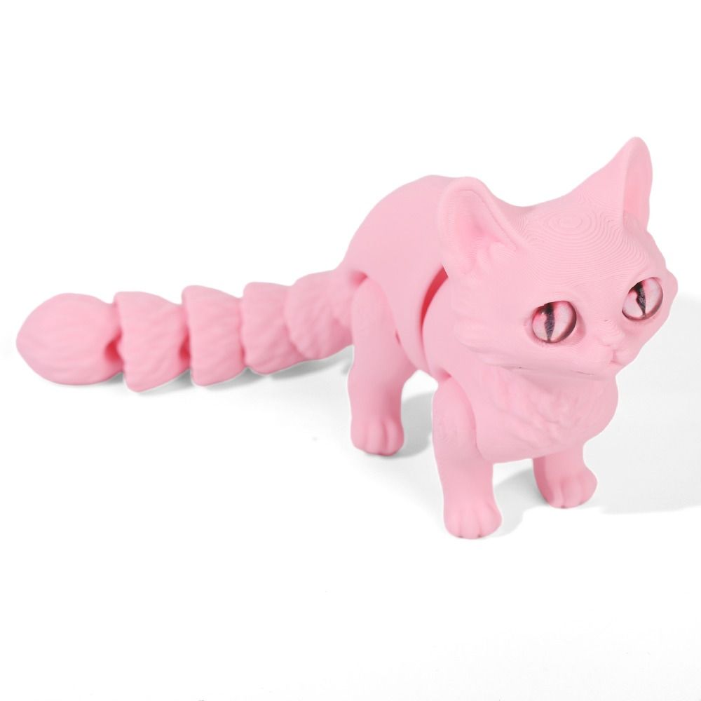 3D Printing Material - Büyük Gözlü 3D Baskılı Kedi Modeli